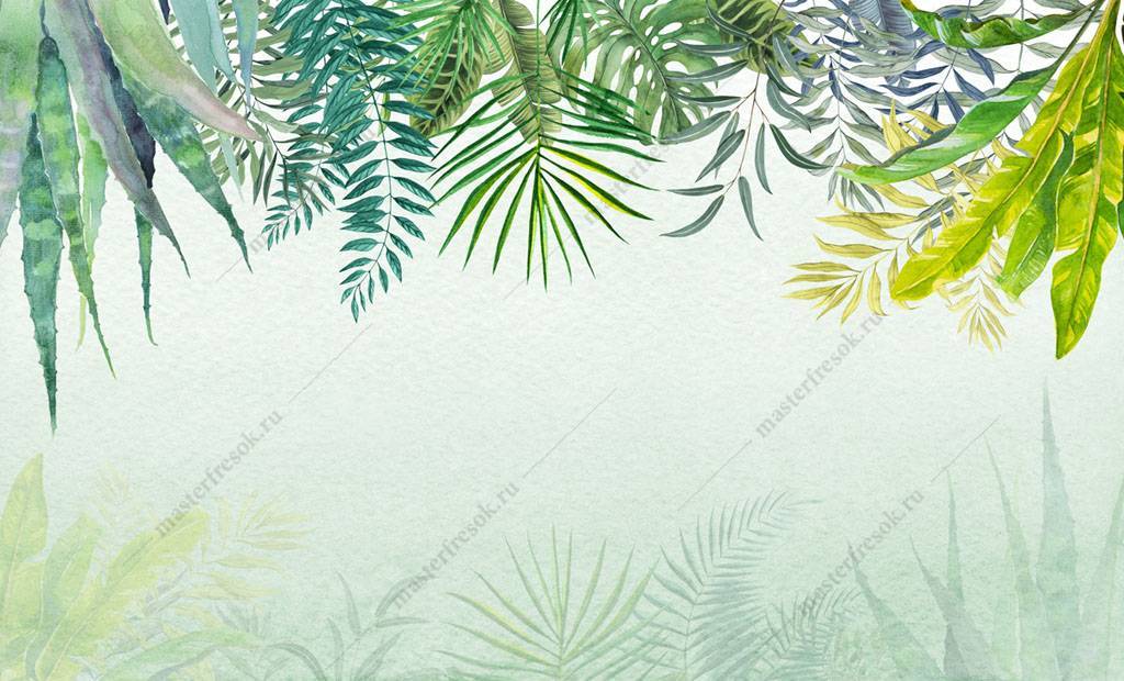 Фотообои Тропические листья сверху