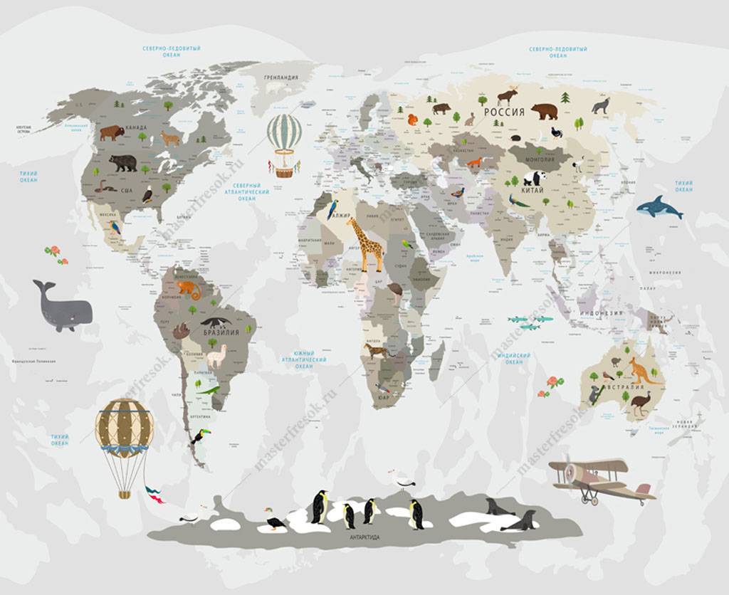 Фотообои Карта мира в детскую мальчика